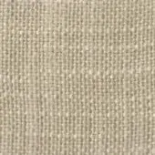 Beige woven fabric texture with heathered tonal variations, dense plain weave construction, matte finish, and subtle printed designation.